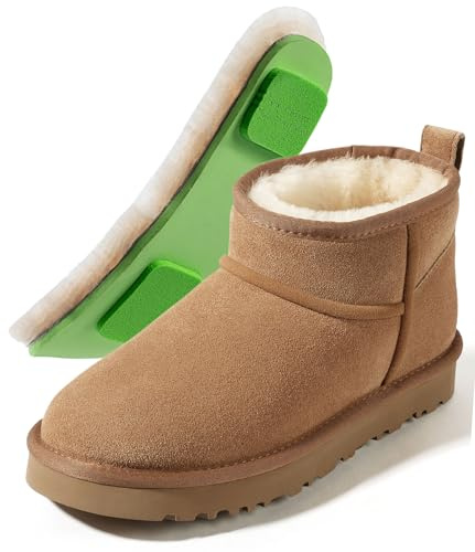 MelSyd Sheepskin Mini Boots Womens: -22℉ Thermal Insulated Ankle Booties Daily Comfort - Waterproof Suede Breathable Winter Shoes for Professional Women Urban Commute & Office Wear‌ - Chestnut Size 8