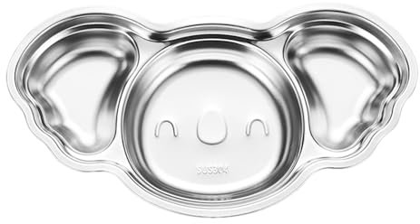 shjxi Kinderschüsseln und -teller, Baby- -Teller- und Schüssel-Set, wiederverwendbare Bambusteller und -schüsseln, Kinderteller, multifunktionale Essensteller für Schule und Kindergarten