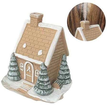 Keebgyy Brûleurs de Cônes D'encens de Cabane en Rondins, Cabane en Rondins Enneigés, Porte-encens de Cheminée de Noël, Cône D'encens enneigé pour Le Bureau à Domicile de Noël
