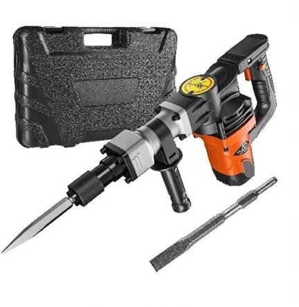 Langjiee 1400W Demolition Jack Hammer Electric Jackhammer Heavy Duty 2900 BPM Concrete Breaker 2pcs Chisels Bits Chipping