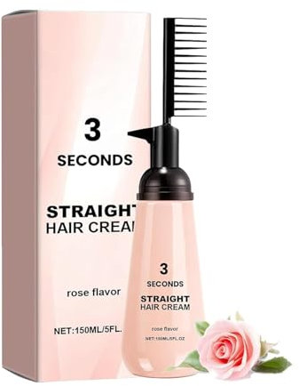 Haarglättungscreme,Hair Straightening Cream,Protein-Haarglättungscreme,Seidige & Glänzende Haarglättungscreme Mit Rosenöl,Protein Korrigierende Haarglättungscreme Glättungscreme Tiefenwirksame Haarkur