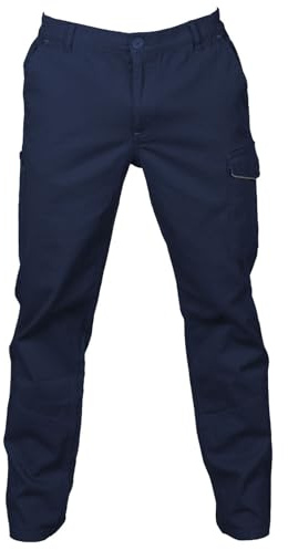 CHEMAGLIETTE! Pantaloni da Lavoro Uomo Power, 98% Cotone, Certificato CE CAT1, Multitasche, Elastici Vita,Blu Navy,L