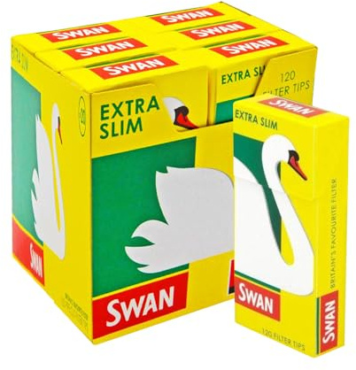 Swan Extra Slim Filter Tips - 720 Filters Pre-Cut Rolling Tips Slim Filters (120 Tips pack x 6)