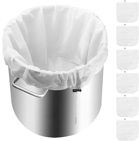 YAYODS 6 Stück Nussmilchbeutel 250Micro - 46x40cm Passiertuch Wiederverwendbar - Abseihtuch Filtertuch - Nussbeutel Nut Milk Bag - Weinfilter Filterbeutel - Mulltuch Leinentuch Küche für Bier Brauen