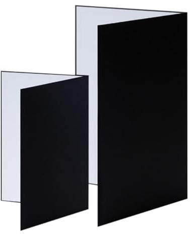 ZGUZMCMK 2 Pezzi 3 in 1 Riflettori di Luce Diffusore di Luce Pieghevole Rotazione a 360° Cartone Fotografia per Cibo Gioielli Natura, Nero Bianco Argento, A4 43