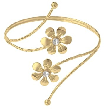 Nexoluxa Gold Arm Cuff Jewelry for Women Silver Arm Cuff Bracelet Upper Band Armband Vacation Bangle Jewelry Gift, Small Flower Gold