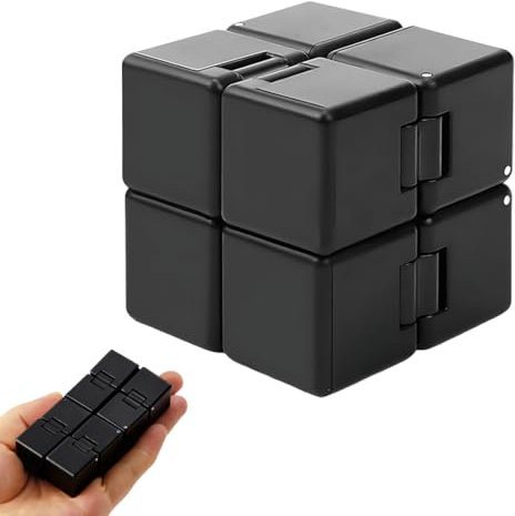 JUGUTA Cubos Infinity, Juguete Antiestrés Para Adultos Y Niños, Cubo Infinito Nuevo Modelo 8X4X2Cm, Color Negro, 1 Unidad Para Aliviar Estrés Y Ansiedad En Oficina