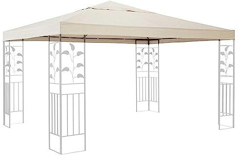 Beige ersättande lusthus baldakin – vattentätt 300D polyester paviljong takskydd med luftventilerad topp för sommar uteplats veranda och utomhusbruk