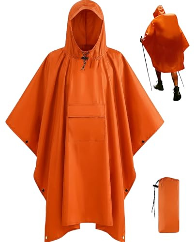 Stathmon 1 Pack Poncho Waterproof Adult - PU8000mm Reusable Rain Poncho