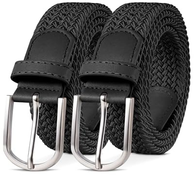 YOUCHAN 2-pack Elastiskt Bälte Flätat Stretchbälte Tygbälte för Dam & Herr, 3,3 cm brett, Längd 90–140 cm