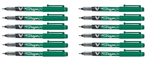 Pilot Pack of 12 Felt Pens V Sign Pen Medium Green Paste