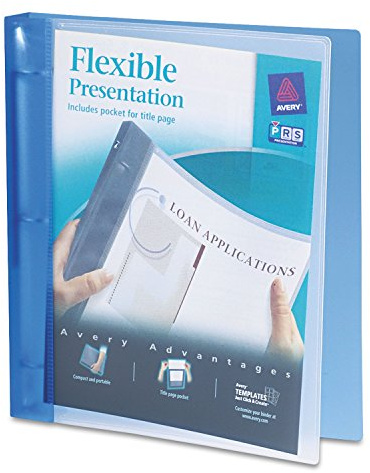 Avery 17675 Flexible Presentation Round Ring Binder, 1/2-Inch Cap, 11 x 8-1/2, Blue