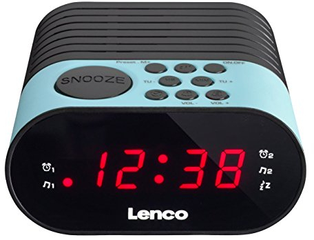 Lenco CR-07 Blue - Radiosveglia FM - Radiosveglia - 2 allarmi - Doppio allarme - Sleep timer - Snooze - Display LED - Sintonizzatore PLL FM - Blu