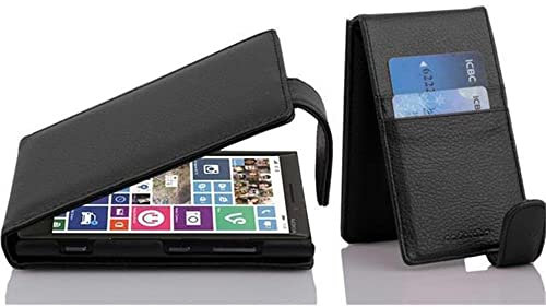 Cadorabo Hülle kompatibel mit Nokia Lumia 929/930 Flip Design aus Premium Kunst Leder Flip Klappbare Stoßfeste Magnetische Cover Hülle für Nokia Lumia 929/930 Tasche in Schwarz