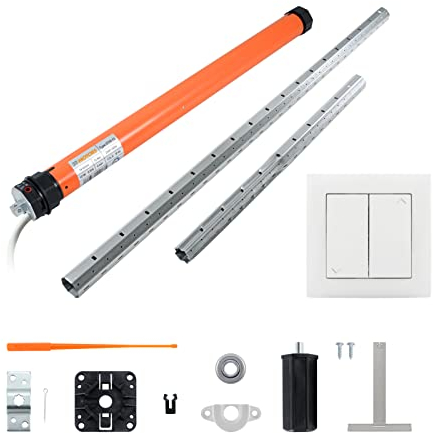3T-MOTORS Rollladenmotor Komplettset mit Wippschalter, SW40 Welle 1,60 m, 3T35-13 (Zugkraft 13 Nm/40 kg) mit mechanischen Endschaltern, einfache Montage mit Zubehör, Rollladenantrieb