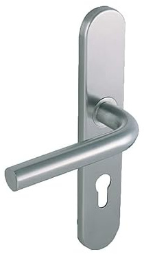 Poignée de porte sur plaque inox brossé - Clé I - Linox 491 - Vachette
