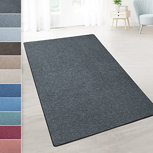 casa pura Teppich Läufer London - Meterware - Teppichläufer für Wohnzimmer, Flur, Küche - Flacher Schlingenflor (Anthrazit - 66x200 cm)