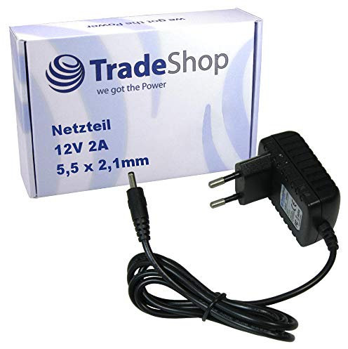 Trade-Shop 12V 2A 5,5x2,1mm Universal Netzteil 220V Stromadapter für RS Components Power Supply RS-AB02J00, Philips Ledino 20W-Akkustrahler
