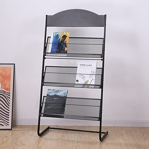 ACiyD Zeitschriftenständer aus Metall für Wohnzimmer, großer Abnehmbarer Prospektständer/Zeitschriftenhalter, schwarzer Boden, Literatur-Plattenständer