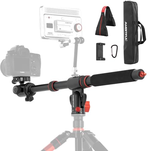AMBITFUL Tripod Extension Arm 42 Alluminio Retractable Horizontal Center Column Tripod Boom Arm, Rotatable for Overhead Photography, Multi-Angle Shooting, carico massimo 10 kg