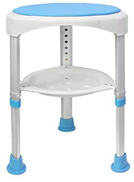 LILIIN Tabouret de douche pivotant à 360° - Barre de poignée - Aide à la douche - Hauteur réglable de 45 à 57 cm - 200 kg - Siège de douche antidérapant avec étagère pour les âges, les enfants et les