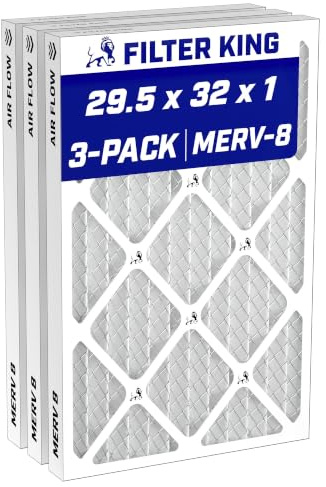 Filter King 29,5 x 32 x 1 luftfilter | 3-PACK | MERV 8 HVAC veckade A/C ugnsfilter | TILLVERKAD I USA | Faktisk storlek: 29,5 x 32 x .75 tum