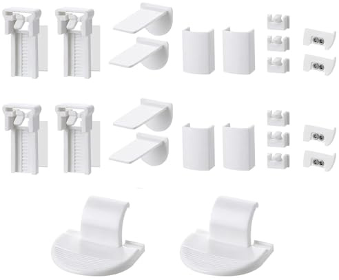 Plissee Ersatzteile Set, Klemmträger Zubehör Plissee Klemmträger Zubehör Klemm fix Halterung, Ohne Bohren Verstellbar Plissee Ersatzteile Set Verstellbereich (1 Sätz,24 Stück)