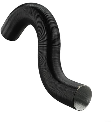 Pumixiy Tubo di ventilazione per riscaldamento automobilistico, 50 mm, elastico, in alluminio nero, resistente alla temperatura, tubo di ventilazione per riscaldatori diesel (80 cm)
