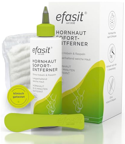 efasit Hornhaut Sofort-Entferner - Beseitigt Hornhaut in 10 Minuten, Ohne Hobeln und Raspeln, Sofort-Effekt nach 1 Anwendung, Mit pflegenden Inhaltsstoffen, Komplett-Set, 200 ml