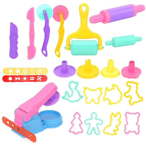 22-Piece Play Dough Tools, Play Doh, Play Doh Set, Playdough Set with Cutters and Rollers, Creative Clay Tools for Kids, Modeling Dough Accessories for Preschool Learning