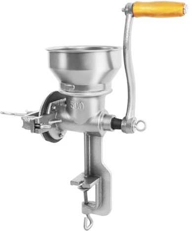 Molinillo de trigo manual de acero inoxidable con manivela y embudo de 14 cm, molinillo de granos de mano para frutos secos, granos de café, cereales, semillas y especias