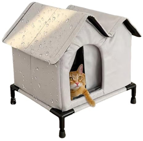 Casa De Exterior para Gatos,Cama con Aislamiento Térmico para Mascotas Y - Hogar para Mascotas Resistente A La Intemperie con Suelo Elevado | Uso En Jardín, Porche, Patio, Césped Y Patio