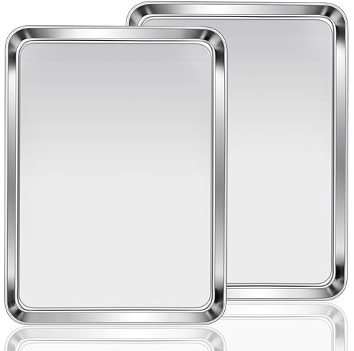 2 stycken 31 x 24 x 2,5 cm serveringsfat rostfritt stål bakplåt | baklava Tepsisisi, ugnsbricka, kakplåt, tallrik, inox rektangulaire, pizzaplåt kantig, bakningsheet, för bakning, stekning