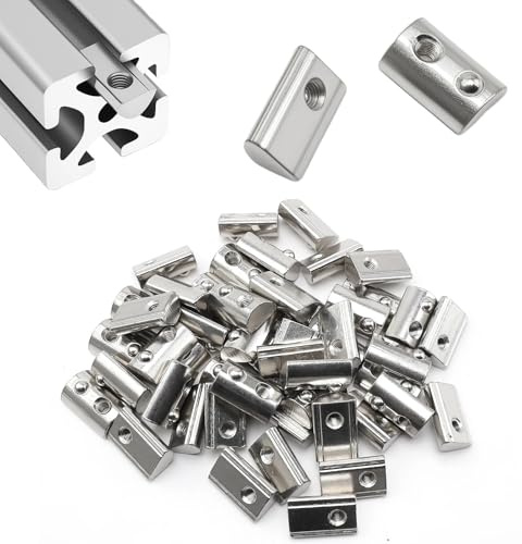 CHSEROK Paquete de 50 Unidades M5 Tuerca de Ranura en T, T Tuercas con Ranura Esférica, Serie 45 Tuerca Deslizante, Ancho de Ranura de 10 mm, Adecuado para Perfiles de Aluminio, Mecanizado Cnc