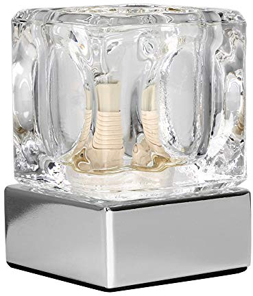 MiniSun | Modern Glass Ice Cube Touch Table Lamp with Chrome Base | Table Lamps, Home Décor & Improvement Essential