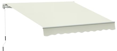 Outsunny Store Banne Manuel Rétractable 295 x 245 cm avec Manivelle Crème | Store Extérieur Terrasse, Angle Réglable 45°-85°, Aluminium, Polyester 280 g/m², Auvent Terrasse, Balcon, Cour