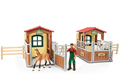 Schleich Farm World - Bauernhof Spielzeug für Mädchen und Jungen im Alter von 3-8 Jahren, 16-teiliges Spielset, Tierarztbesuch im Pferdestand