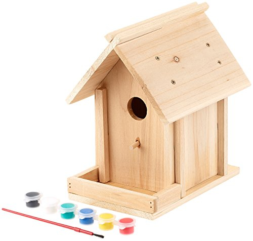 Royal Gardineer Vogelhaus: Nistkasten-Bausatz aus Echtholz, mit Balkon und 6-teiligem Farben-Set (lustige Nistkästen selber Bauen, Bausatz Vogelhaus, Geschenkideen)