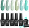 Beetles Gel Nail Polishes- Mermaid’s Tears Gel Nail Polish Set, 6 Colors Green Gel Polish Kit Soak Off Nail Lamp Gel Nail Kit Varnish Manicure DIY Beauty Gifts Nail Art