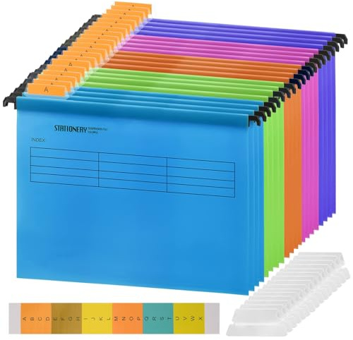 Toowood 20PCS A4 Suspension Files, PP Material Hanging Clip Fast Labor Folder Hanging Labor Clip (5 Colors)