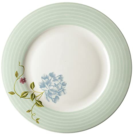 Laura Ashley Heritage Collectables Assiette plate en porcelaine à rayures menthe, 26 cm