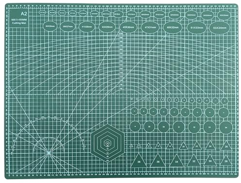 Cutting Mat Craft Mat Flexible Non Slip Craft Cutting Mat with Accurate Guide Grid Lines Design for Cutting Fabric, Paper, and Cards Double Sided self-Healing Cutting mat, Green (A-2)