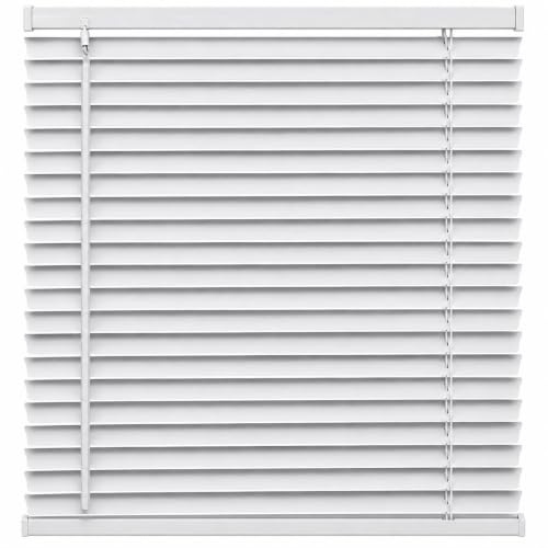 Ruby Deals PVC Venetian Blind Blinds Window (White 120W x 213H cm) | 25mm Thin Slats Kitchen Window Blinds Treatments Easy Fit Curtains Trimmable Fittings Home Office