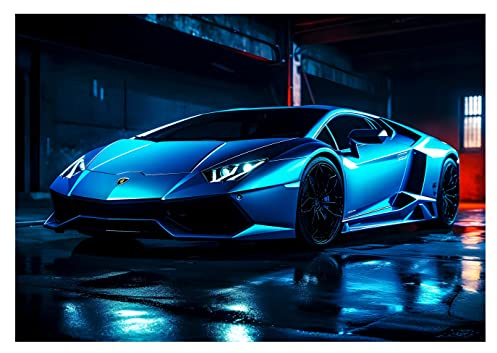 WallArena - Papier peint photo non tissé pour chambre d'enfant - 312 x 219 cm - Voiture de sport - Motif : voiture de sport - Effet 3D