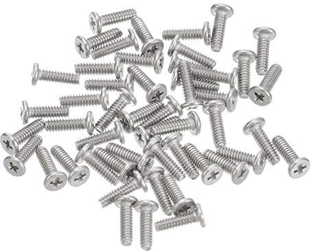 sourcing map Tornillos de Cabeza Redonda Plana M1,6-0,35x5mm 50uds, Tornillos de Máquina de Accionamiento Phillips de Acero Inoxidable 304, Sujetador de Hardware para Conexión de Muebles