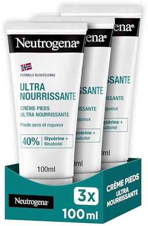 Neutrogena | Crème Pieds Ultra Nourrissante Formule Norvégienne (lot de 3 tubes de 100 ml) – Crème hydratante 24 h pour pieds secs et abîmés – Crème pour les pieds à la glycérine et bisabolol