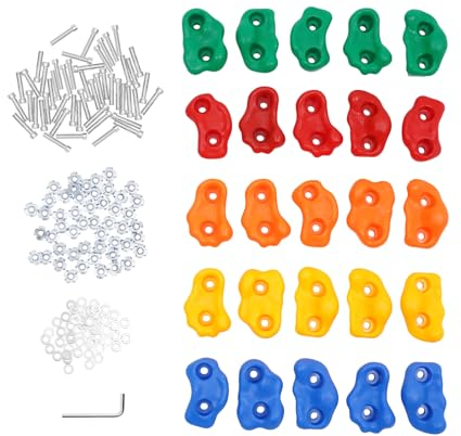 Yolancity Klettersteine Kinder Klettergriffe, farbenfrohen Outdoor Kletterwand mit 25 Klettergriffe, belastbar bis 100kg, Griffe Klettersteine für Kinderzimmern, Wohnzimmer