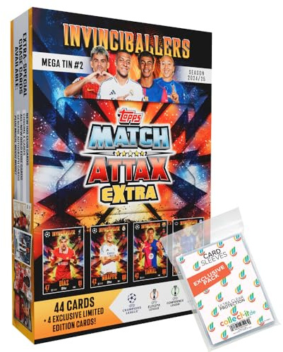 Bundle with Match Attax Champions League 2024/25 Extra Trading Cards - 1 Invinciballer Tin Box #2 + Exclusive Collect-it Cases