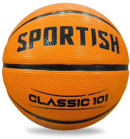 SPORTISH Rubber Basketball Size 5 - Orange High Bounce Indoor Outdoor Ball