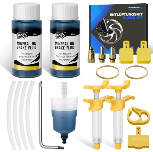 Vepazony Kit de purge de frein pour MAGURA MT5 MT8 MT2 HS33 etc, seringue Pro 120 ml huile minérale hydraulique freins à disque kit d'entretien kit de purge de freins de vélo kit outil
